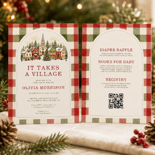 All in One It Takes a Village Winter Baby Shower Invitation