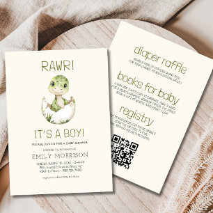 All in One It's a Boy Dinosaur Baby Boho Shower Invitation