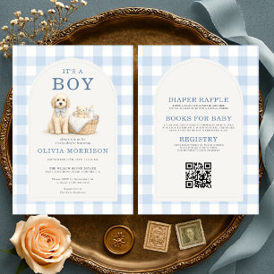 All in One It's a Boy Puppy Dog Blue Baby Shower Invitation