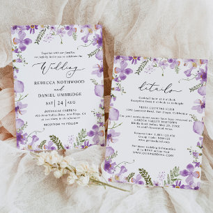 All-in-one Lavender Wildflowers Wedding  Invitation
