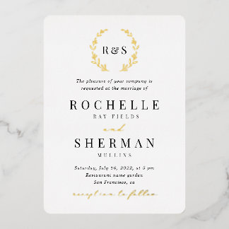 All in One Leaf Monogram Gold Foil Wedding
