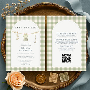 All in One Let's Par-Tee Golf Gingham Baby Shower Invitation