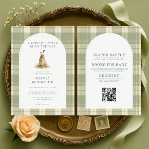 All in One Little Birdie Golf Plaid Baby Shower Invitation
