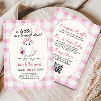 All In One Little Boo is Due Pink Girl Baby Shower Invitation
