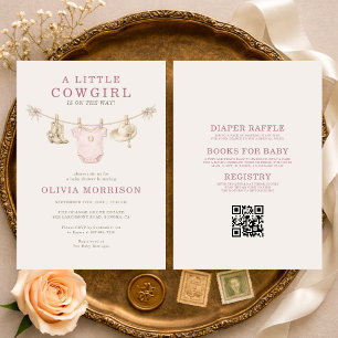 All in One Little Cowgirl Clothesline Baby Shower Invitation