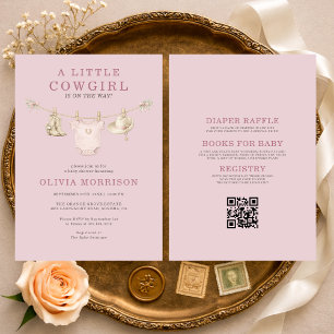 All in One Little Cowgirl Girl Baby Shower Invitation