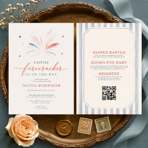 All in One Little Firecracker 4th July Baby Shower Invitation