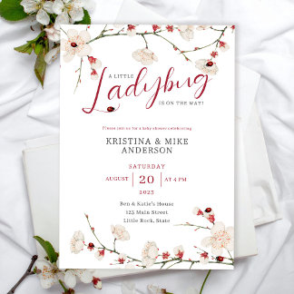 All in One Little Ladybug QR Code Shower  Invitation