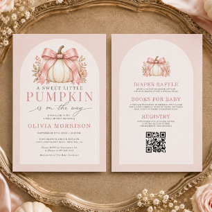 All in One Little Pumpkin Floral Bow Baby Shower Invitation