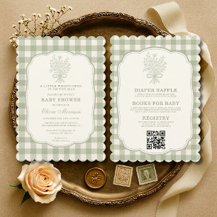 All in One Little Wildflower Gingham Baby Shower Invitation