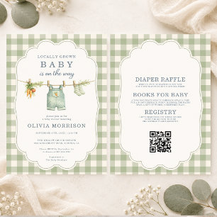 All in One Locally Grown Gingham Baby Shower Invitation