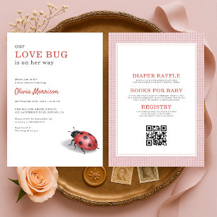 All in One Love Bug Ladybug Baby Shower Invitation