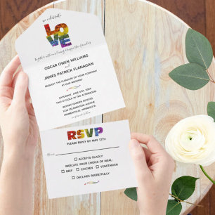 All in One LOVE Flowers Same-Sex Wedding  Invitation