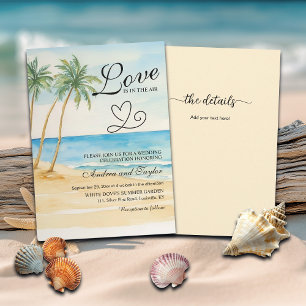All in One Love is in the Air Beach and Palm Trees Invitation