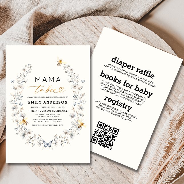All in One Mama to Bee Wildflower Baby Shower Invitation (Creator Uploaded)