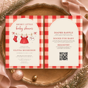 All in One Merry Little Christmas Baby Shower Invitation