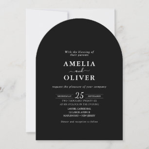 All-in-One Minimalist Black Elegant Wedding Arch Invitation