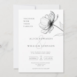 All In One Minimalist Elegant Floral QR Wedding Invitation
