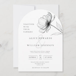 All In One Minimalist Floral QR Code Wedding Arch Invitation