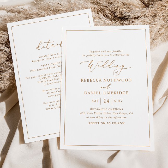 All-in-one Minimalist Gold Wedding Invitation (Creator Uploaded)