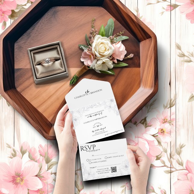 All in One Minimalist Invitation with RSVP QR Code (All in One Tear Away RSVP)