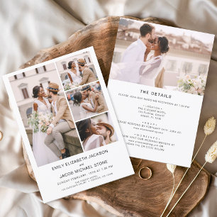 All In One Minimalist Photo White Wedding Invitation