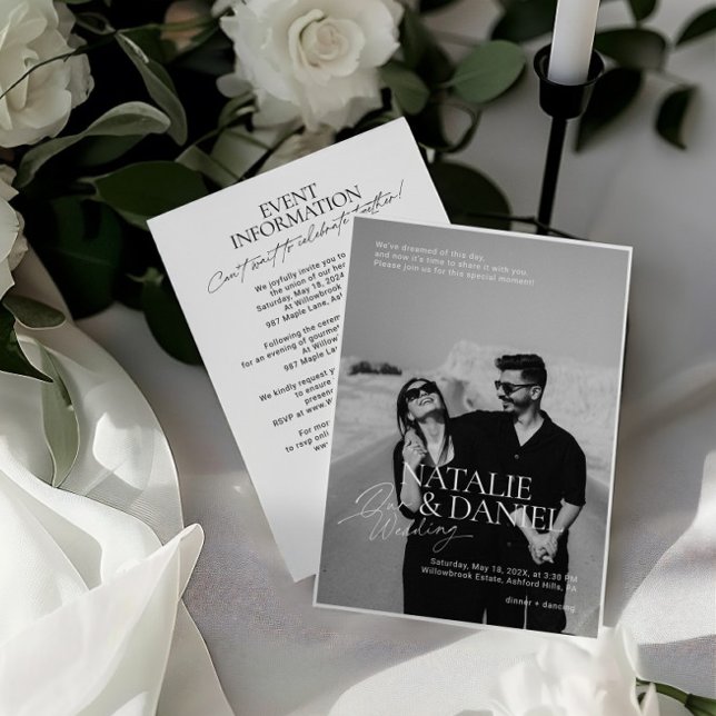 All-in-One Modern Black & White Photo Wedding Invitation (All-in-One Modern Black & White Photo Wedding Invitation)