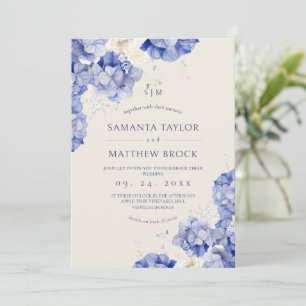 All in One Modern⎮Dusty Blue Flowers Wedding Invitation