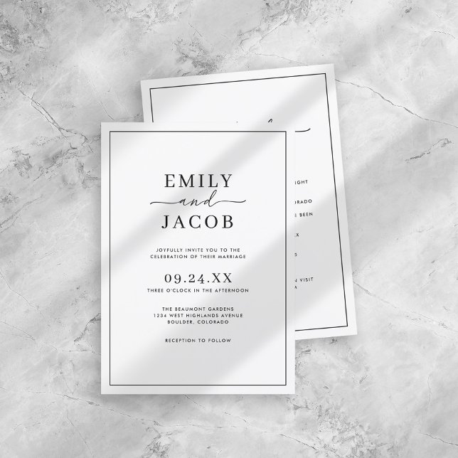 All-in-One Modern Minimalist Black & White Wedding Invitation (Creator Uploaded)