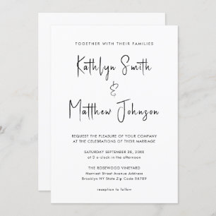 All In One Modern Script Minimalist Wedding Invitation