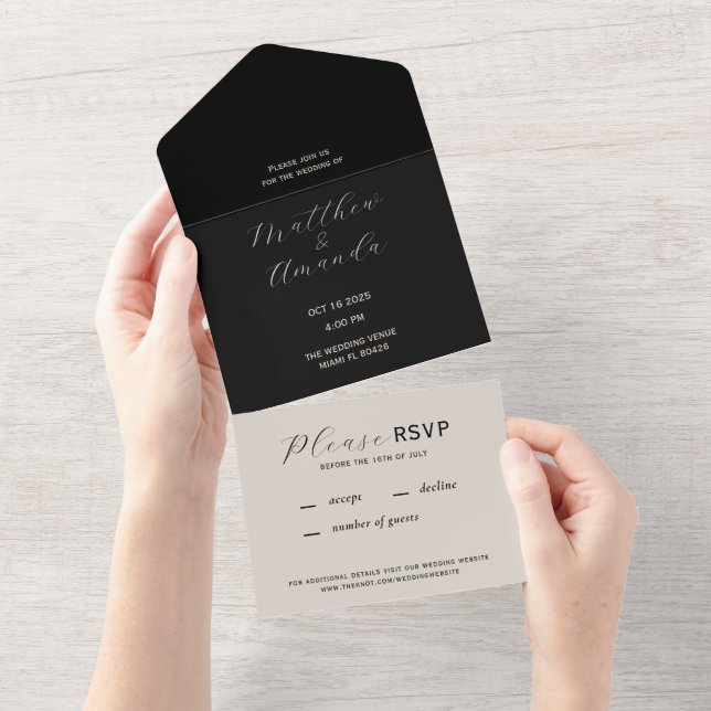 All In One Modern Wedding Invitation (Tearaway)