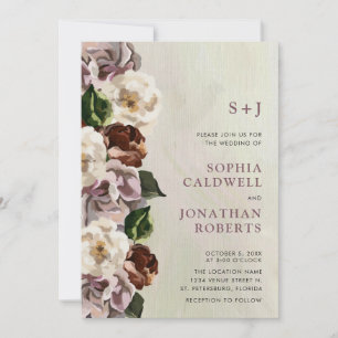 All in One Monogram Moody Floral Border Wedding In Invitation