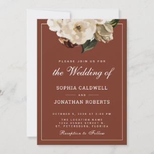 All in One Moody Floral Terracotta Wedding Invitation