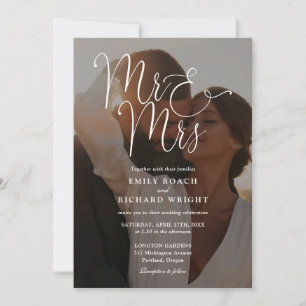 All In One Mr And Mrs Chic Script Photo Wedding Invitation