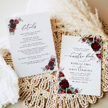All In One Neustra Boda Rustic Red Floral Wedding Invitation<br><div class="desc">This elegant Rustic Blooms collection features watercolor burgundy/red florals with greenery leaves paired with a classy serif & delicate sans font in black,  with a dusty rose back & a custom monogram.</div>