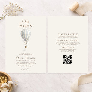 All in One Oh Baby Hot Air Balloon Baby Shower Invitation