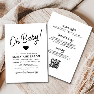 All in One Oh Baby Minimalist Baby Shower Invitation