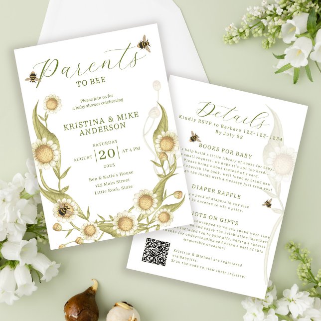 All in One Parents to Bee QR Code Baby Shower  Invitation (Creator Uploaded)