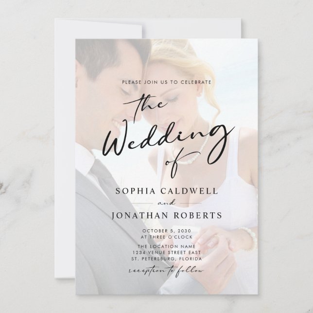 All in One Photo Modern Calligraphy Wedding Invitation (Front)
