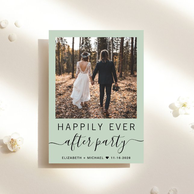  All In One Photo QR Code Sage Wedding Reception Invitation (Creator Uploaded)