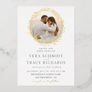 All in one Photo Rustic Elegant Rsvp Wedding Gold