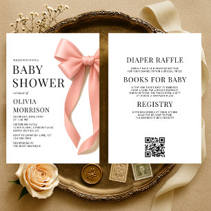 All in One Pink Bow Coquette Baby Shower Invitation