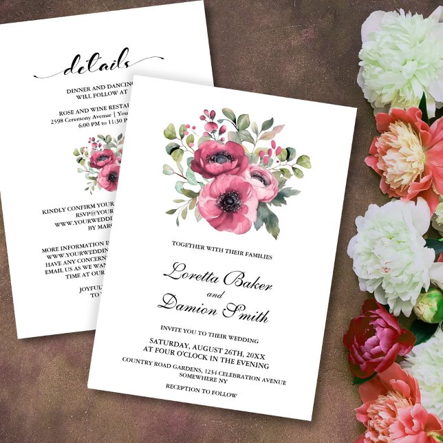 All In One Pink Floral Wedding Invitation (Creator Uploaded)
