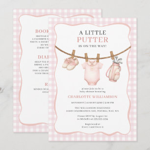 All In One Pink Golf Clothesline Baby Shower Invitation