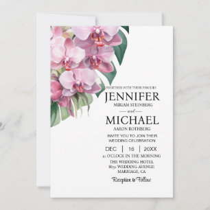 All in One Pink Orchids Wedding Invitations