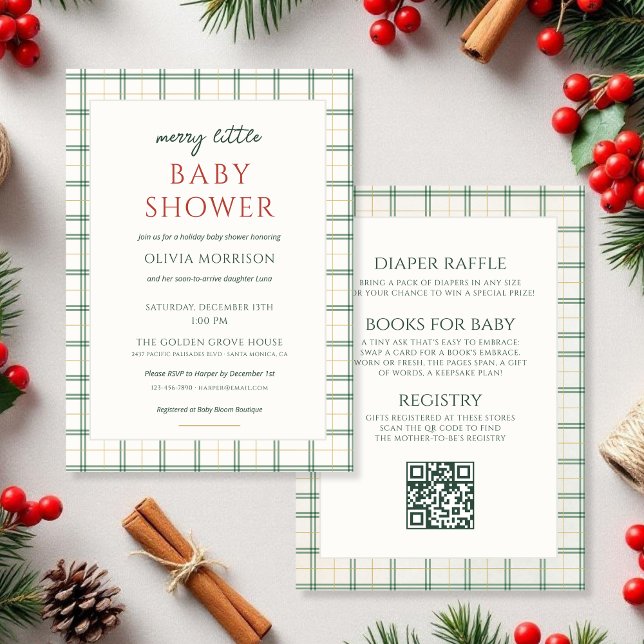 All in One Plaid Merry Little Baby Shower Invitation (Creator Uploaded)