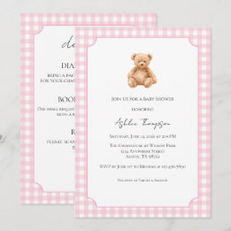 All in One Preppy Classic Teddy Bear Baby Shower Invitation