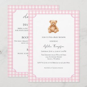 All in One Preppy Classic Teddy Bear Baby Shower Invitation