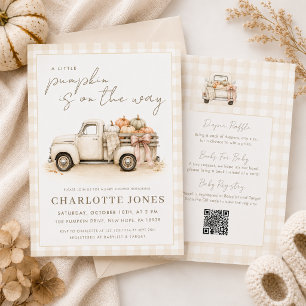 All In One Pumpkin Patch Gingham Fall Baby Shower Invitation