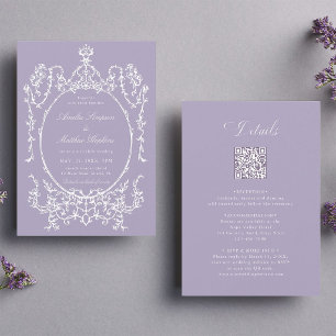 All in One Purple Frame Wedding Invitation